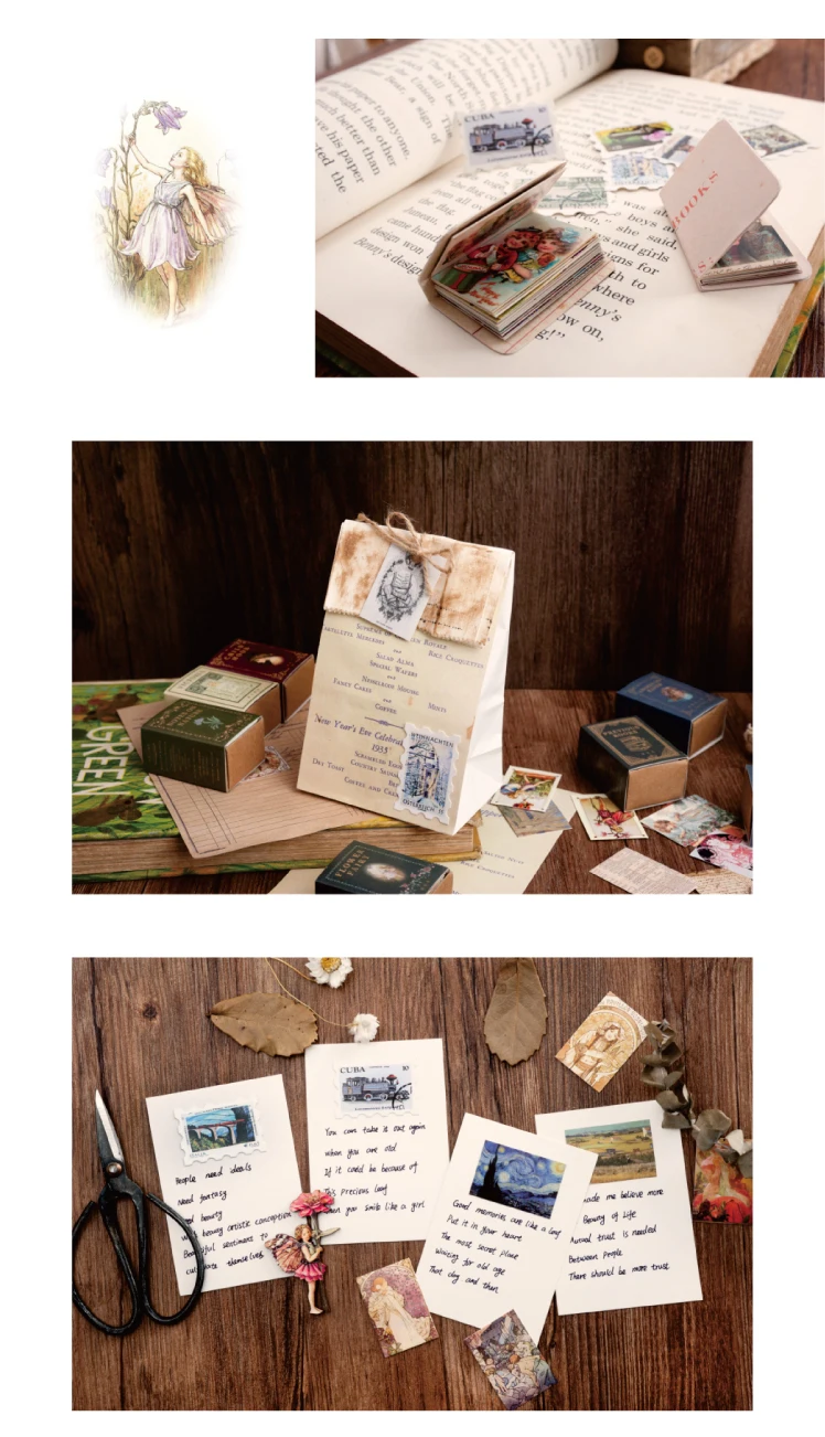 100pcs/Box Vintage Paper Kraft Cardstock Scrapbooking/Card Making/Journaling Project DIY Diary Decoration LOMO Card Van Gogh