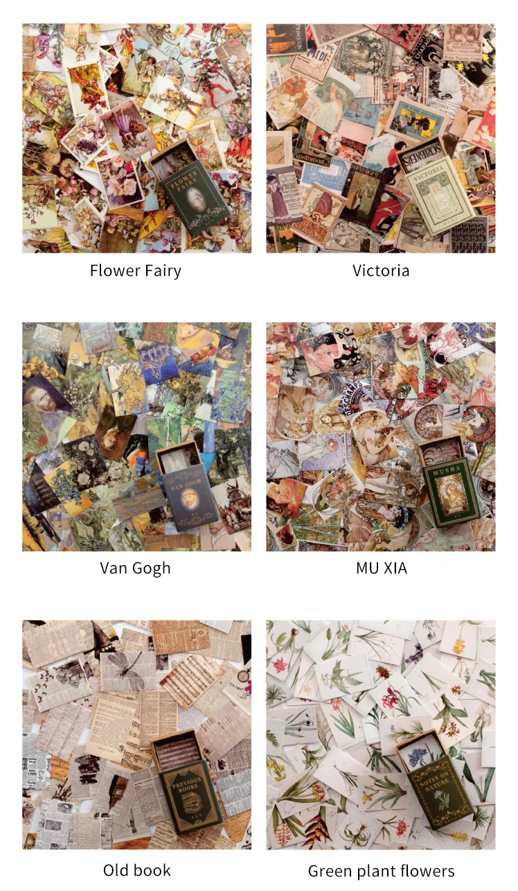100pcs/Box Vintage Paper Kraft Cardstock Scrapbooking/Card Making/Journaling Project DIY Diary Decoration LOMO Card Van Gogh