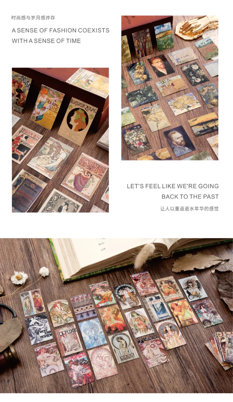 100pcs/Box Vintage Paper Kraft Cardstock Scrapbooking/Card Making/Journaling Project DIY Diary Decoration LOMO Card Van Gogh