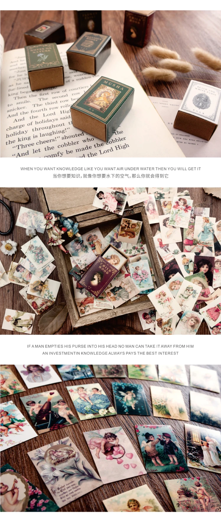 100pcs/Box Vintage Paper Kraft Cardstock Scrapbooking/Card Making/Journaling Project DIY Diary Decoration LOMO Card Van Gogh