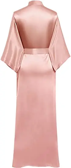 Plus Size S-XXXL Rayon Bathrobe Womens Kimono Satin Long Robe Sexy Lingerie Classic Nightgown Sleepwear with Belt