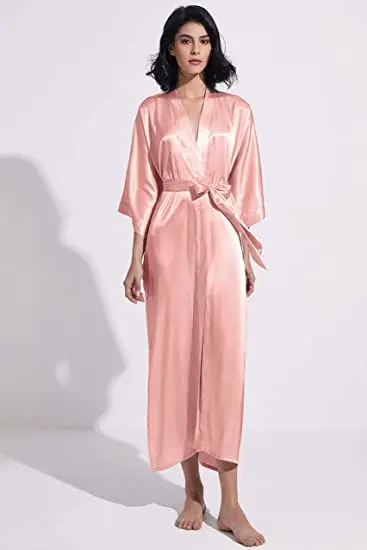 Plus Size S-XXXL Rayon Bathrobe Womens Kimono Satin Long Robe Sexy Lingerie Classic Nightgown Sleepwear with Belt