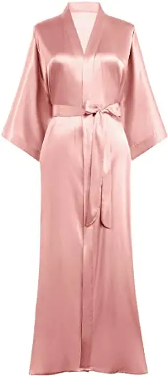 Plus Size S-XXXL Rayon Bathrobe Womens Kimono Satin Long Robe Sexy Lingerie Classic Nightgown Sleepwear with Belt