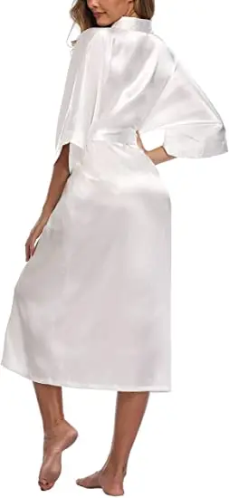 Plus Size S-XXXL Rayon Bathrobe Womens Kimono Satin Long Robe Sexy Lingerie Classic Nightgown Sleepwear with Belt