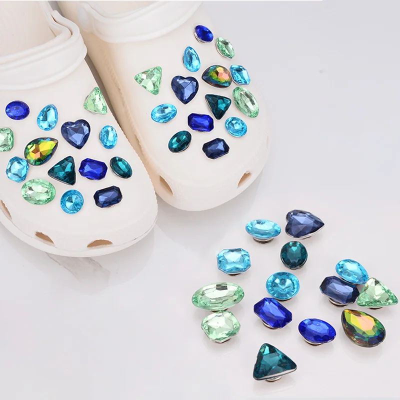 New Shoe Charms for Hole DIY Colored Diamond Crystal Shoe Buckle Decoration for Hole Shoe Charm Accessories Kids Party Gift
