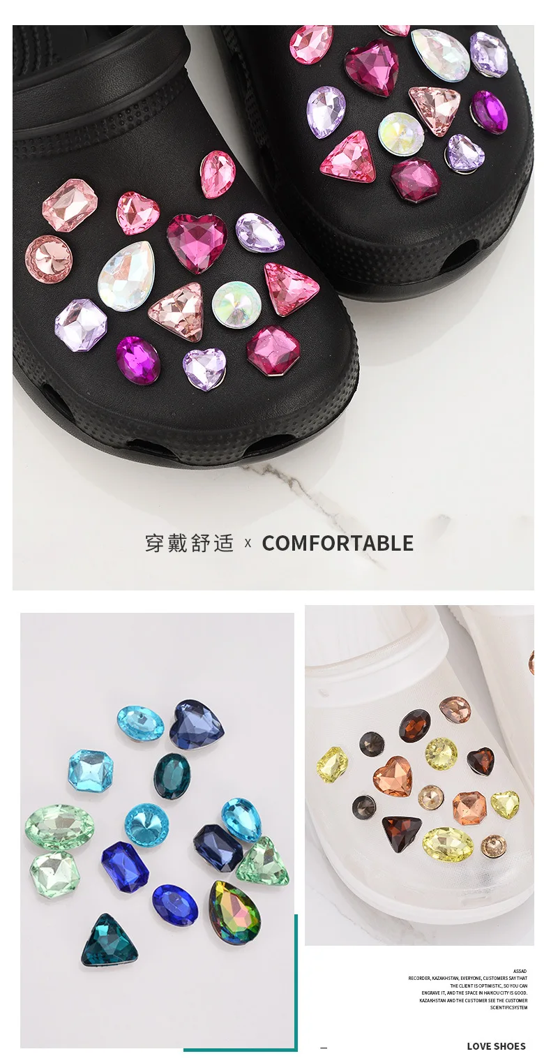 New Shoe Charms for Hole DIY Colored Diamond Crystal Shoe Buckle Decoration for Hole Shoe Charm Accessories Kids Party Gift