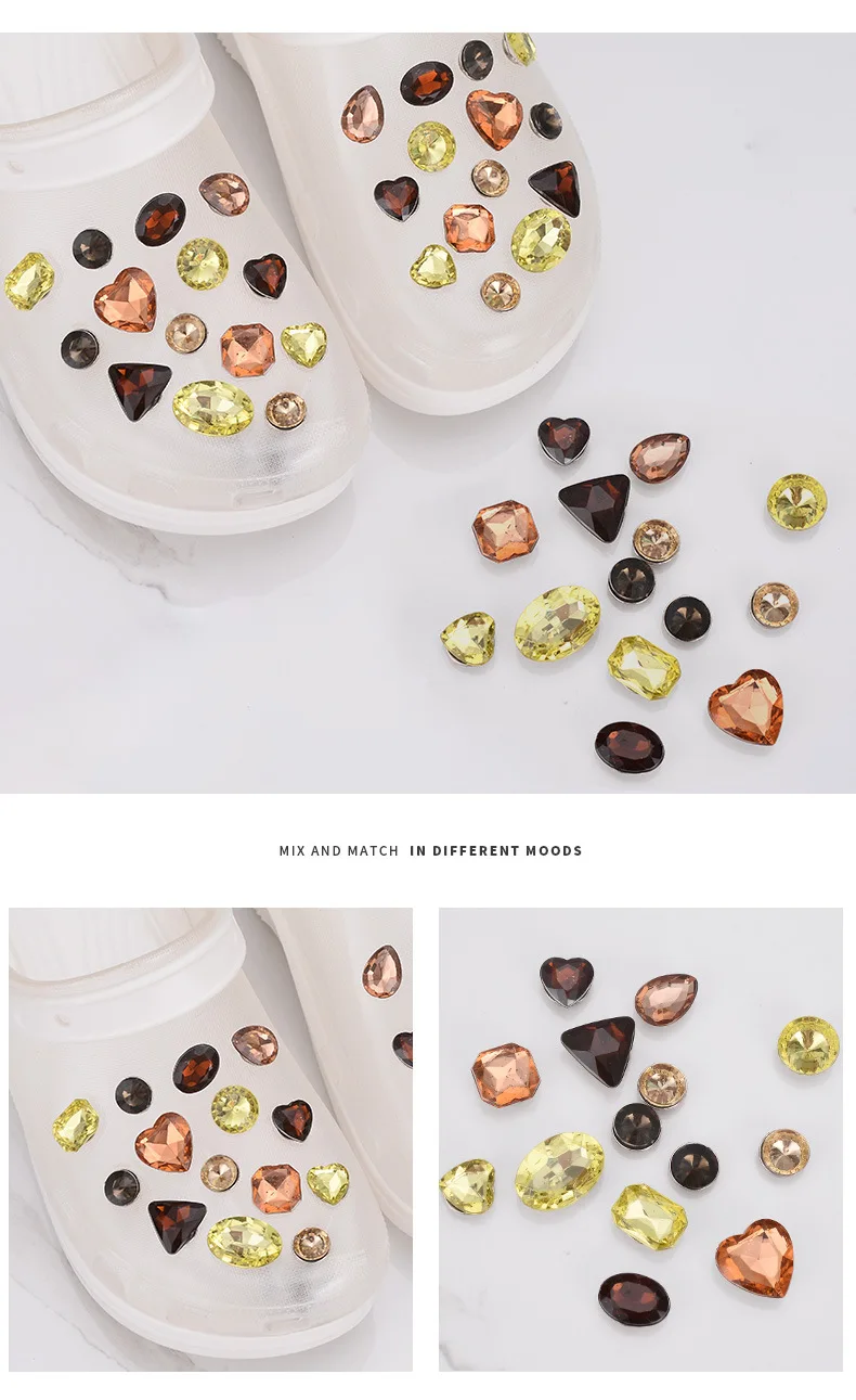 New Shoe Charms for Hole DIY Colored Diamond Crystal Shoe Buckle Decoration for Hole Shoe Charm Accessories Kids Party Gift