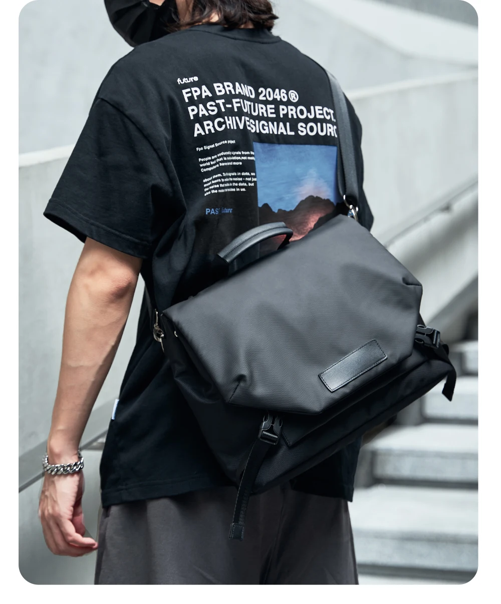 MOYYI Urban Business Flip Laptop Messenger Bag for Men Waterproof Traveling Sling Crossbody Bag Thin Shoulder School Book Bag