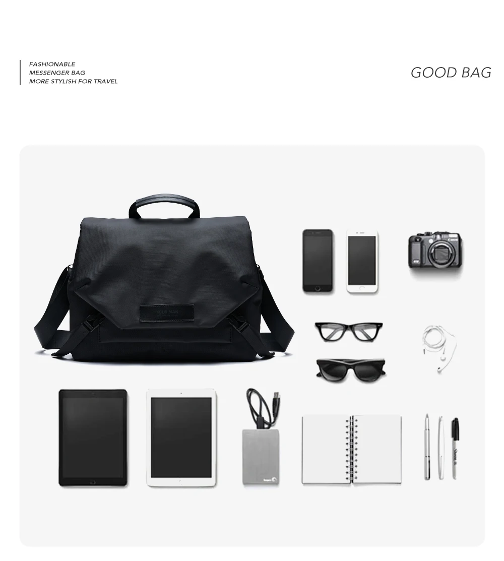 MOYYI Urban Business Flip Laptop Messenger Bag for Men Waterproof Traveling Sling Crossbody Bag Thin Shoulder School Book Bag