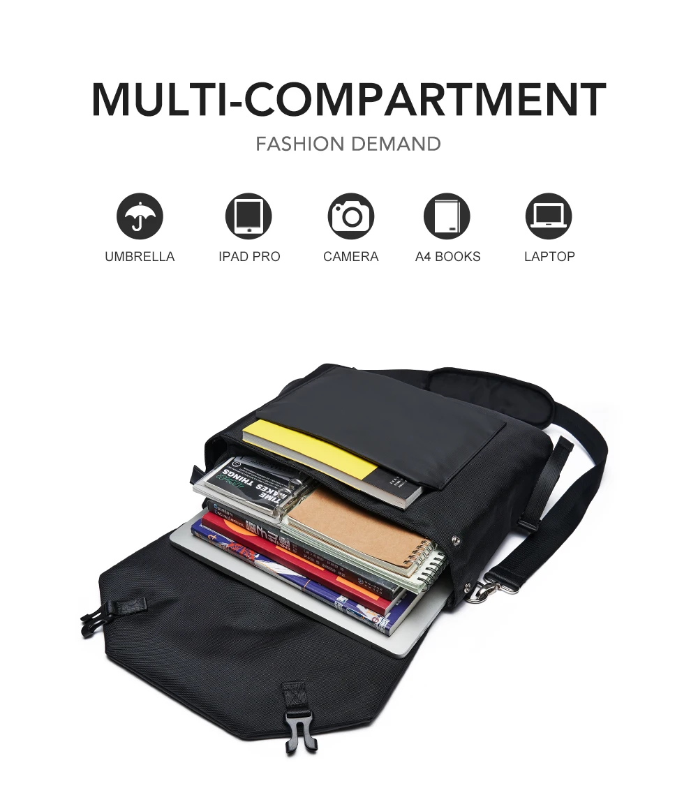 MOYYI Urban Business Flip Laptop Messenger Bag for Men Waterproof Traveling Sling Crossbody Bag Thin Shoulder School Book Bag