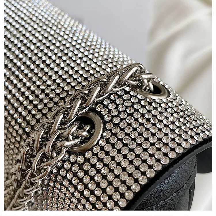 JIOMAY New Rhinestone Bag for Women Shiny Mini Silver Clutch Bag Girls Chain Crossbody Bag Wholesals Items For Small Business