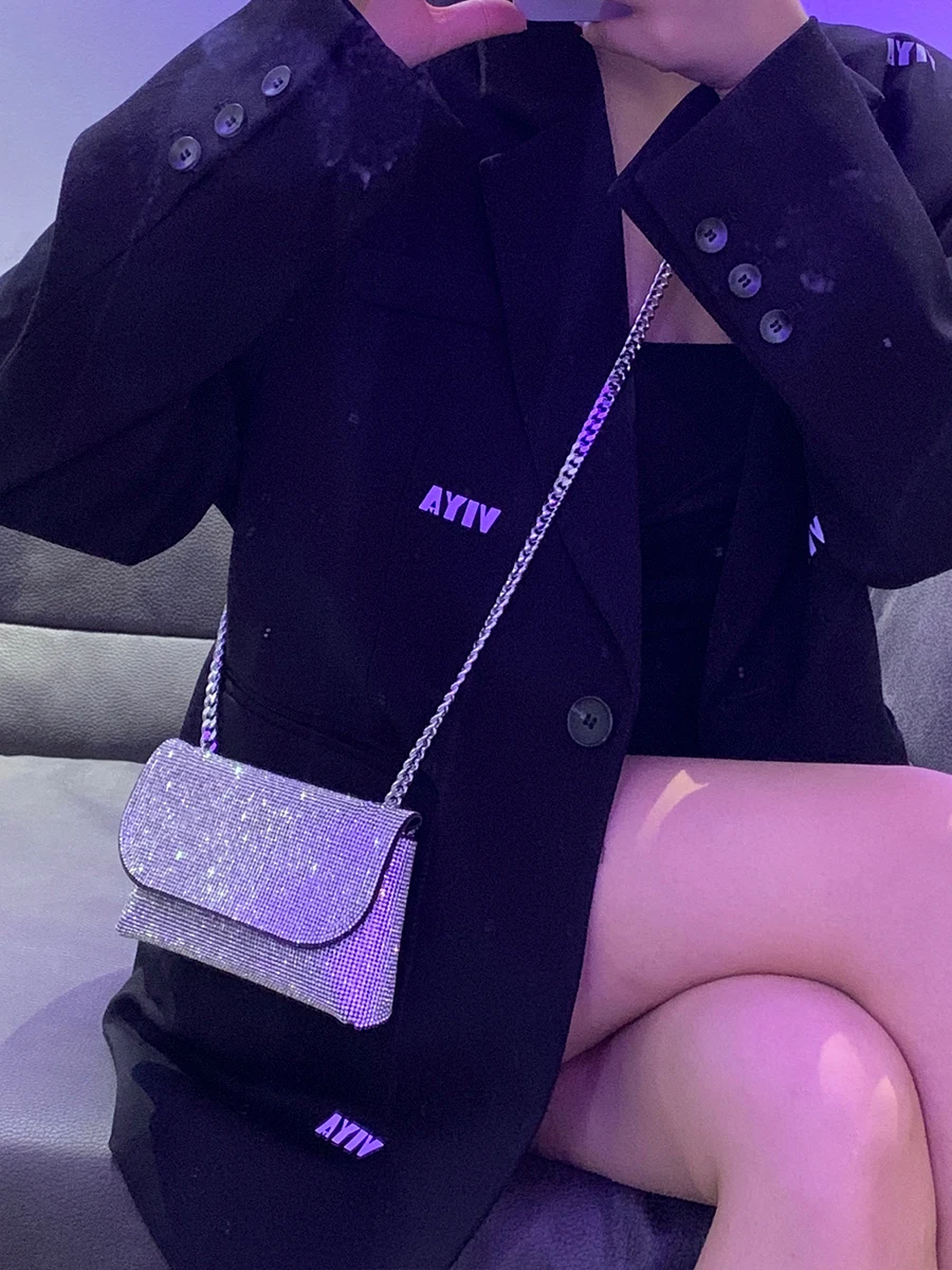 JIOMAY New Rhinestone Bag for Women Shiny Mini Silver Clutch Bag Girls Chain Crossbody Bag Wholesals Items For Small Business