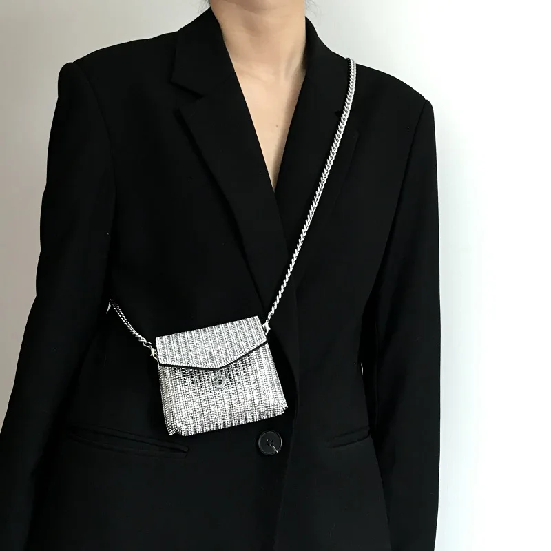 JIOMAY New Rhinestone Bag for Women Shiny Mini Silver Clutch Bag Girls Chain Crossbody Bag Wholesals Items For Small Business