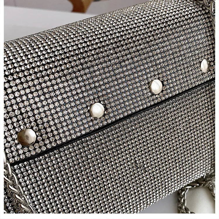JIOMAY New Rhinestone Bag for Women Shiny Mini Silver Clutch Bag Girls Chain Crossbody Bag Wholesals Items For Small Business