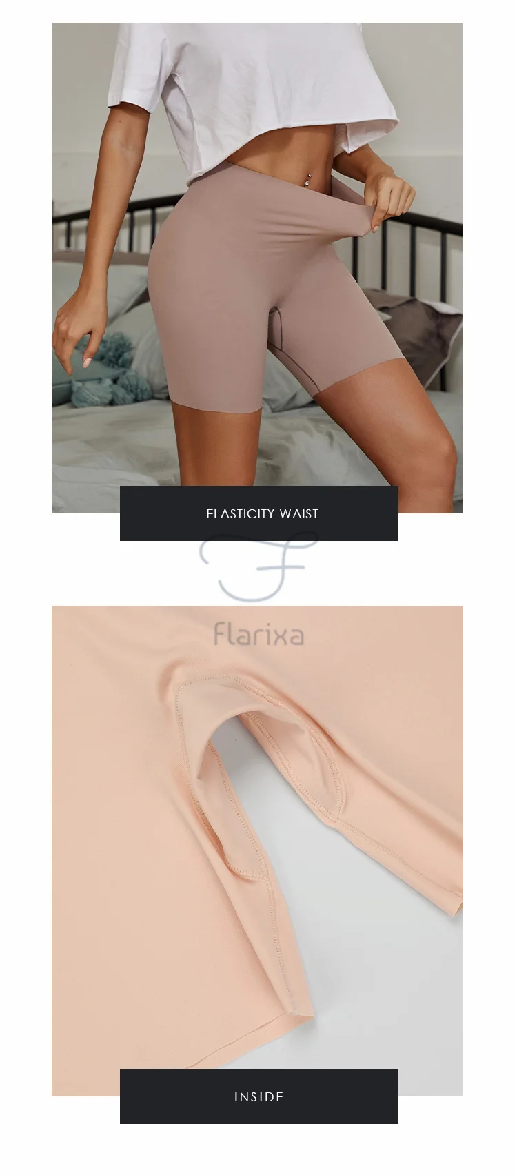 Flarixa Seamless Sports Shorts Women's Panties High Waist Tummy Hips Safety Pants Slim Shaping Underwear Ice Silk Boxer Briefs
