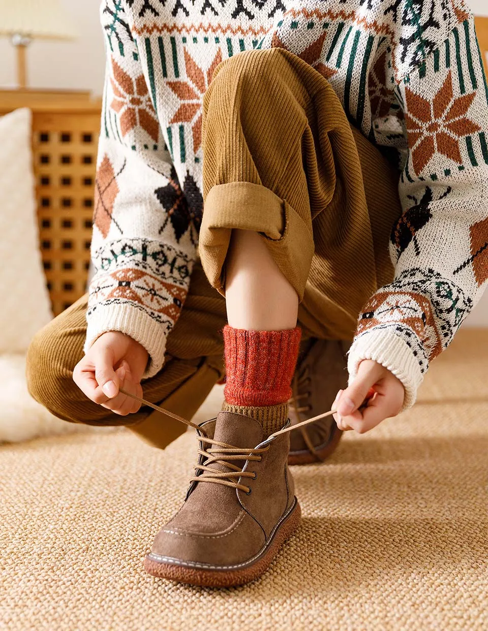 Winter Women's Thick Warm Merino Wool Socks Harajuku Retro Cold Resistant Fashion Casual Solid Color Cashmere Socks 5 Pair