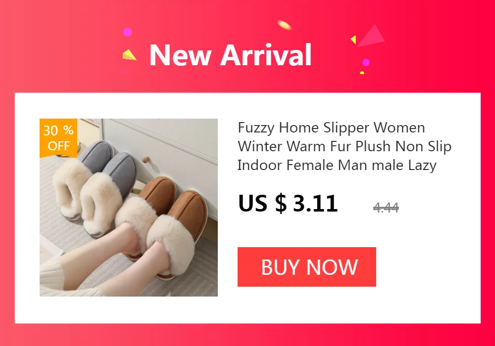 Home Fuzzy Slipper Women Winter Fur Warm Plush Non Slip Grip Indoor Fluffy Lazy Female Mouse Ears Floor Shoe Sneaker Living Room