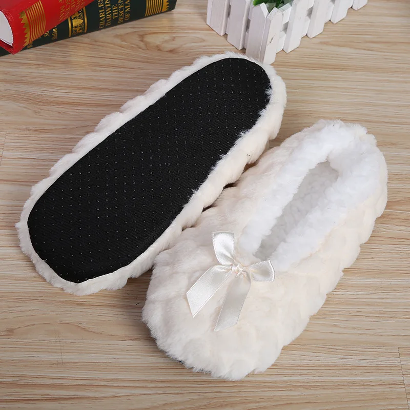 Home Fuzzy Slipper Women Winter Fur Warm Plush Non Slip Grip Indoor Fluffy Lazy Female Mouse Ears Floor Shoe Sneaker Living Room