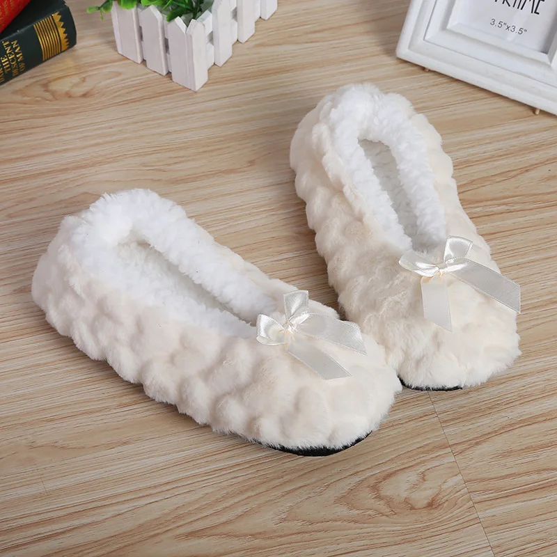 Home Fuzzy Slipper Women Winter Fur Warm Plush Non Slip Grip Indoor Fluffy Lazy Female Mouse Ears Floor Shoe Sneaker Living Room