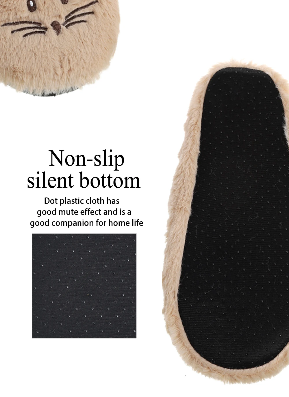 Home Fuzzy Slipper Women Winter Fur Warm Plush Non Slip Grip Indoor Fluffy Lazy Female Mouse Ears Floor Shoe Sneaker Living Room