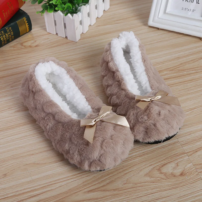Home Fuzzy Slipper Women Winter Fur Warm Plush Non Slip Grip Indoor Fluffy Lazy Female Mouse Ears Floor Shoe Sneaker Living Room
