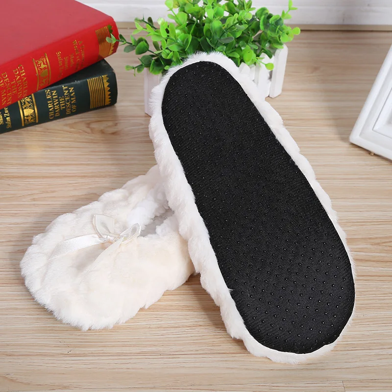 Home Fuzzy Slipper Women Winter Fur Warm Plush Non Slip Grip Indoor Fluffy Lazy Female Mouse Ears Floor Shoe Sneaker Living Room