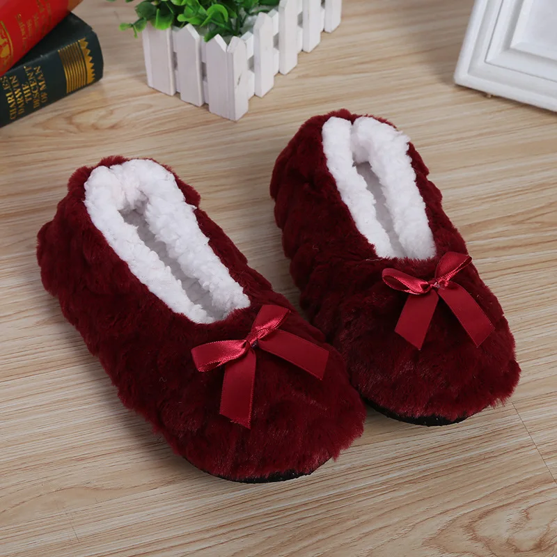Home Fuzzy Slipper Women Winter Fur Warm Plush Non Slip Grip Indoor Fluffy Lazy Female Mouse Ears Floor Shoe Sneaker Living Room