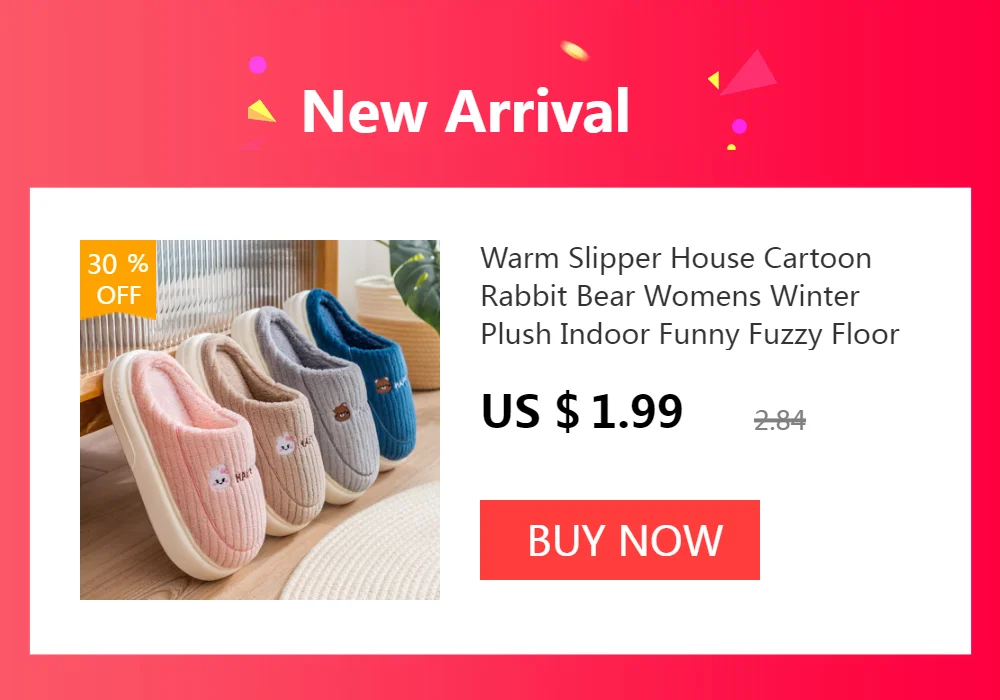 Home Fuzzy Slipper Women Winter Fur Warm Plush Non Slip Grip Indoor Fluffy Lazy Female Mouse Ears Floor Shoe Sneaker Living Room