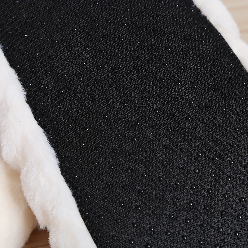 Home Fuzzy Slipper Women Winter Fur Warm Plush Non Slip Grip Indoor Fluffy Lazy Female Mouse Ears Floor Shoe Sneaker Living Room