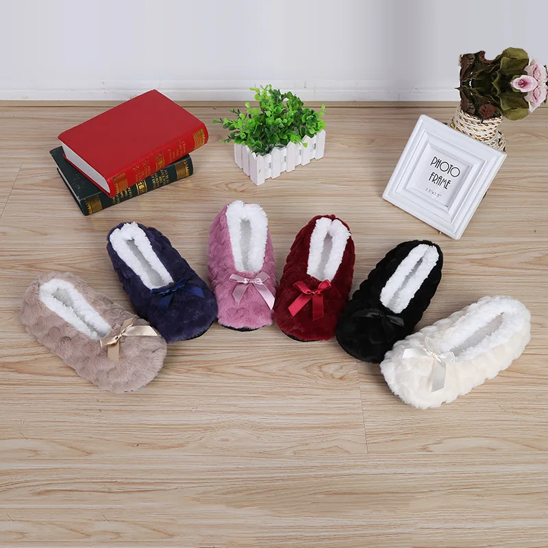 Home Fuzzy Slipper Women Winter Fur Warm Plush Non Slip Grip Indoor Fluffy Lazy Female Mouse Ears Floor Shoe Sneaker Living Room