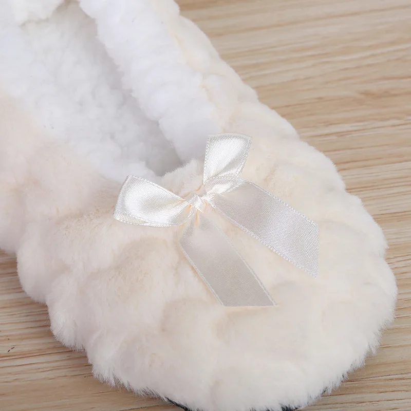 Home Fuzzy Slipper Women Winter Fur Warm Plush Non Slip Grip Indoor Fluffy Lazy Female Mouse Ears Floor Shoe Sneaker Living Room