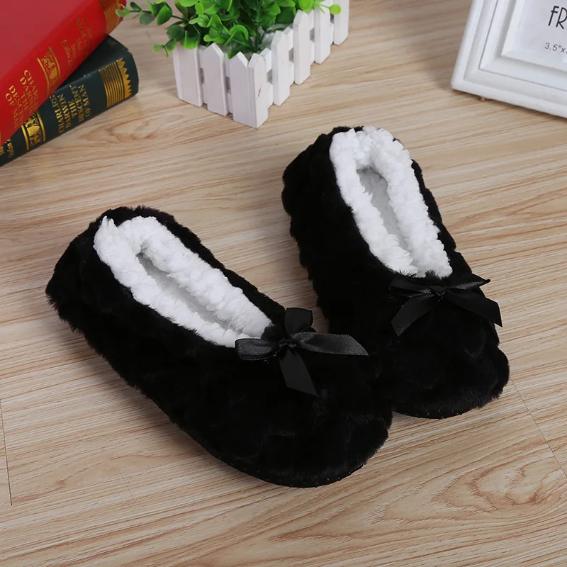 Home Fuzzy Slipper Women Winter Fur Warm Plush Non Slip Grip Indoor Fluffy Lazy Female Mouse Ears Floor Shoe Sneaker Living Room