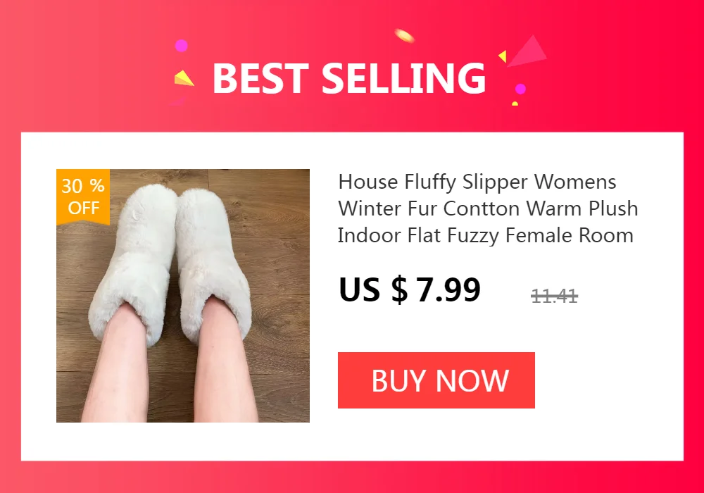 Home Fuzzy Slipper Women Winter Fur Warm Plush Non Slip Grip Indoor Fluffy Lazy Female Mouse Ears Floor Shoe Sneaker Living Room