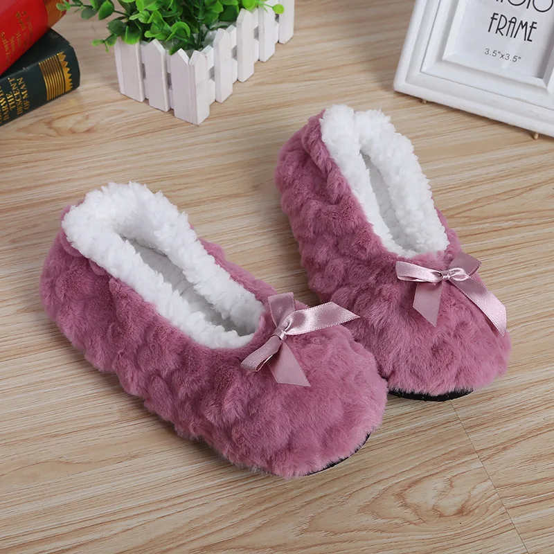 Home Fuzzy Slipper Women Winter Fur Warm Plush Non Slip Grip Indoor Fluffy Lazy Female Mouse Ears Floor Shoe Sneaker Living Room