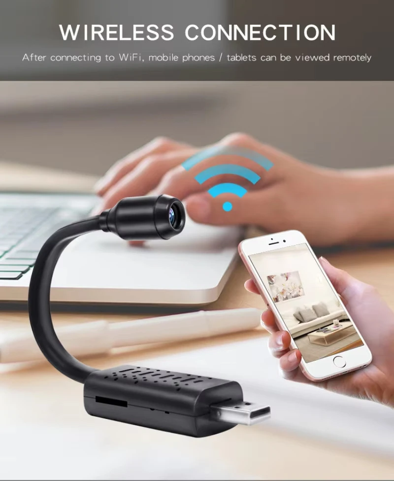 Mini 4K USB WiFi Surveillance Camera Flexible Lens Cable Motion Detection Video Recorder Portable Security Monitoring Camcorder