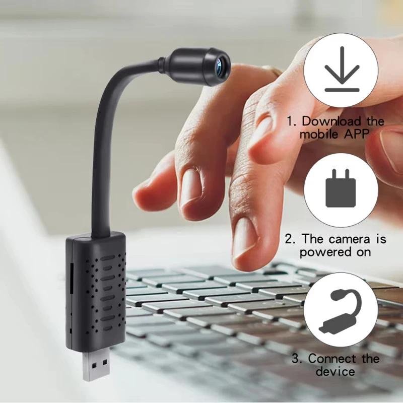 Mini 4K USB WiFi Surveillance Camera Flexible Lens Cable Motion Detection Video Recorder Portable Security Monitoring Camcorder
