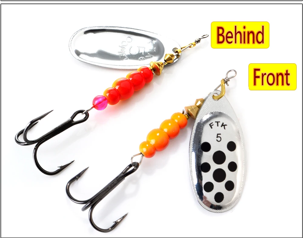 FTK Spinner Bait 4g/5g/7g/10g/14g Hard Spoon Bass Lures Metal Fishing Lures With Treble Hooks Fishing Tackle For Pike Fishing