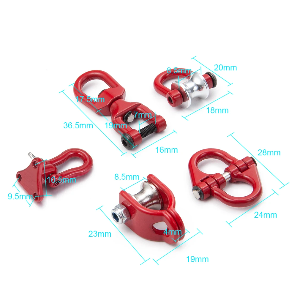 AXSPEED Aluminum Alloy Trailer Tow Shackles Hook for Axial SCX10 1/10 RC Remote Control Crawler Car Upgrade Parts Accessories