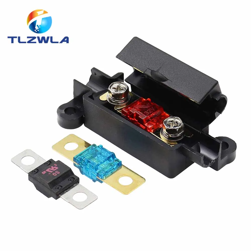 1Set Auto fuse Flat Plate Type 32V Fork Type Bolt Battery Fuse Car Modification Stand 30A-100A Fuse Box