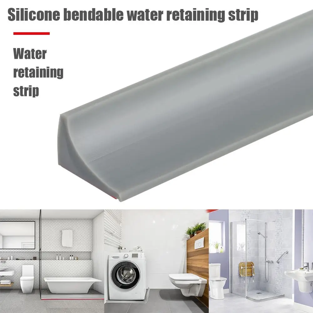 1PC Self-Adhesive Silicone Water Retaining Strip Bathroom Water Stopper Bendable Door Bottom Sealing Strip Shower Dam Barrier