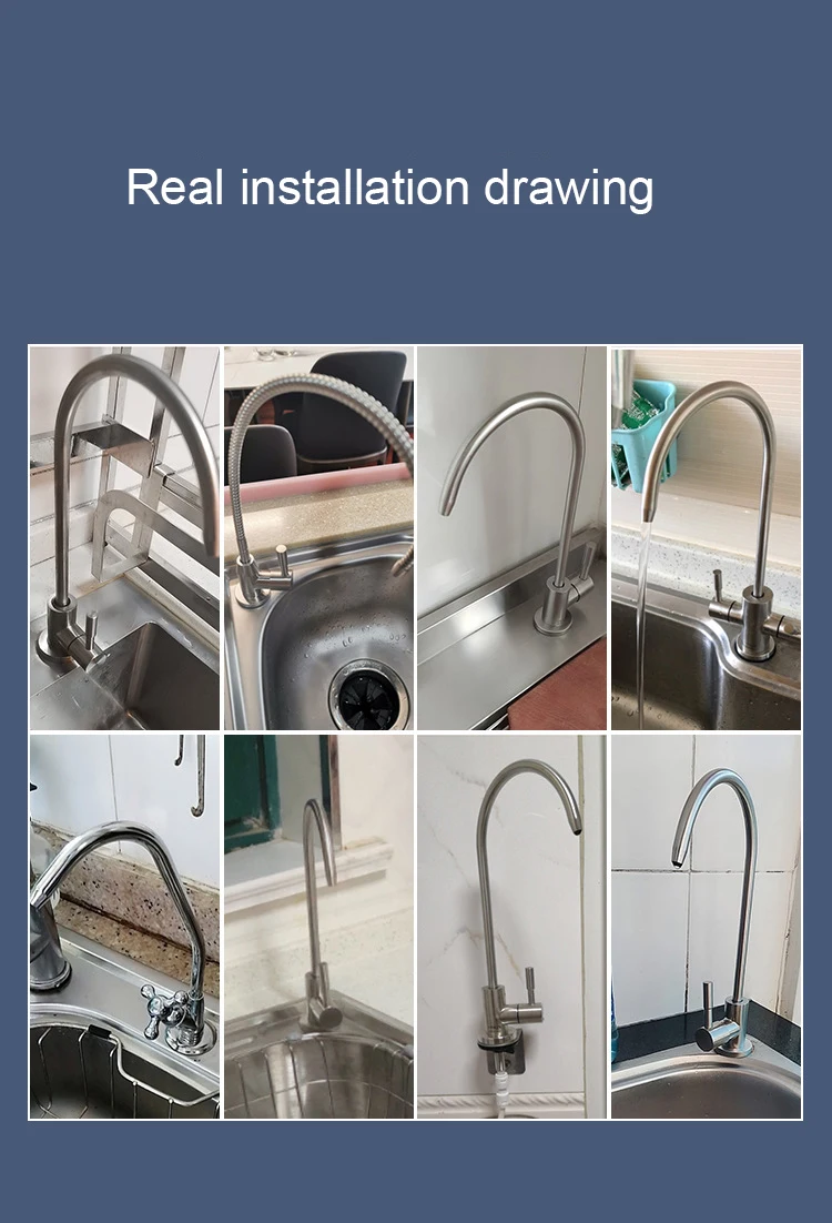 304 Stainless Steel Kitchen Water Faucet Chrome Plated 1/4 Inch Connect Reverse Osmosis Faucet For Drinking Water Purifier