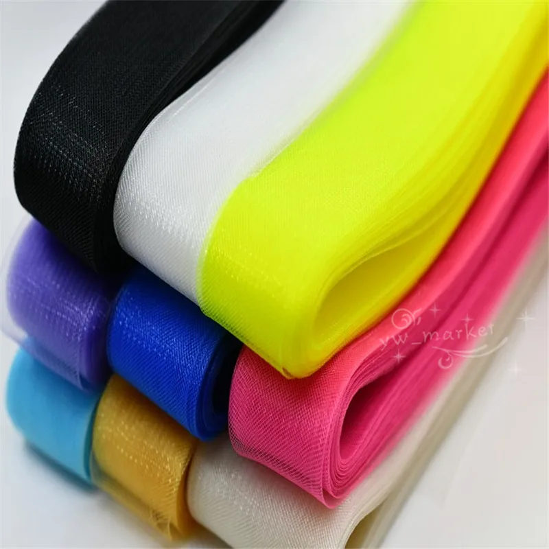 Wholesale 2cm~10cm Soft Crinoline for Wedding Dress Horsehair Braid Polyester Mesh Fabric Crinolina Clothing Accessories