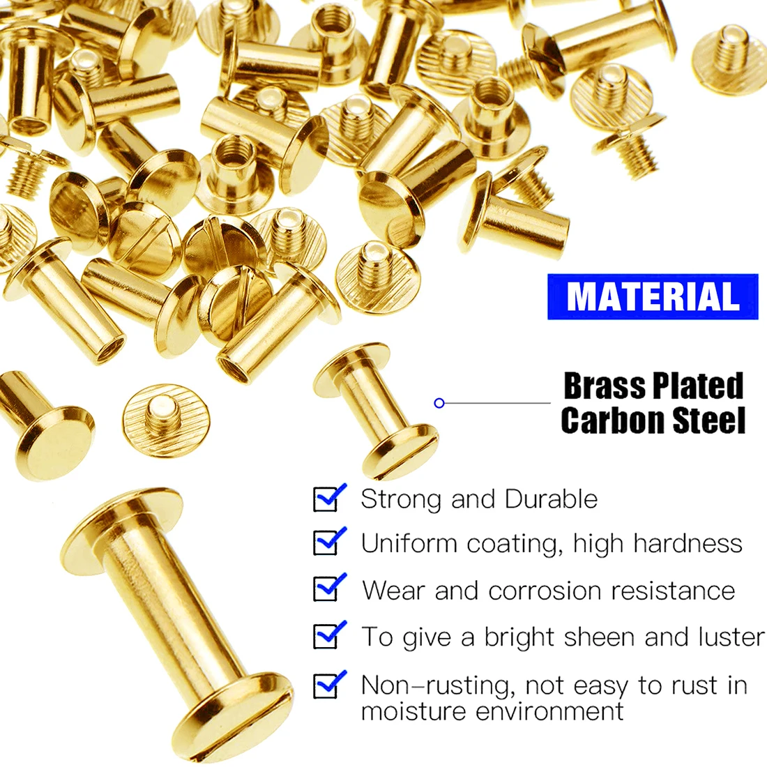 10Pcs Leather Craft Chicago Screws Solid Round Head Nail Studs Rivets Bolt For Luggage Clothes Bag Strap Shoes Belt Decorations