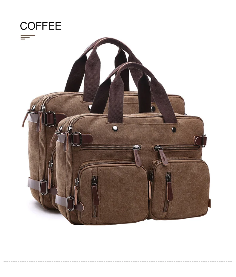 Men Canvas Briefcase Travel Bags Suitcase Classic Messenger Shoulder Bag for Men Tote Handbag Big Casual Business Laptop Pocket