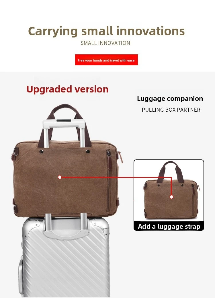Men Canvas Briefcase Travel Bags Suitcase Classic Messenger Shoulder Bag for Men Tote Handbag Big Casual Business Laptop Pocket