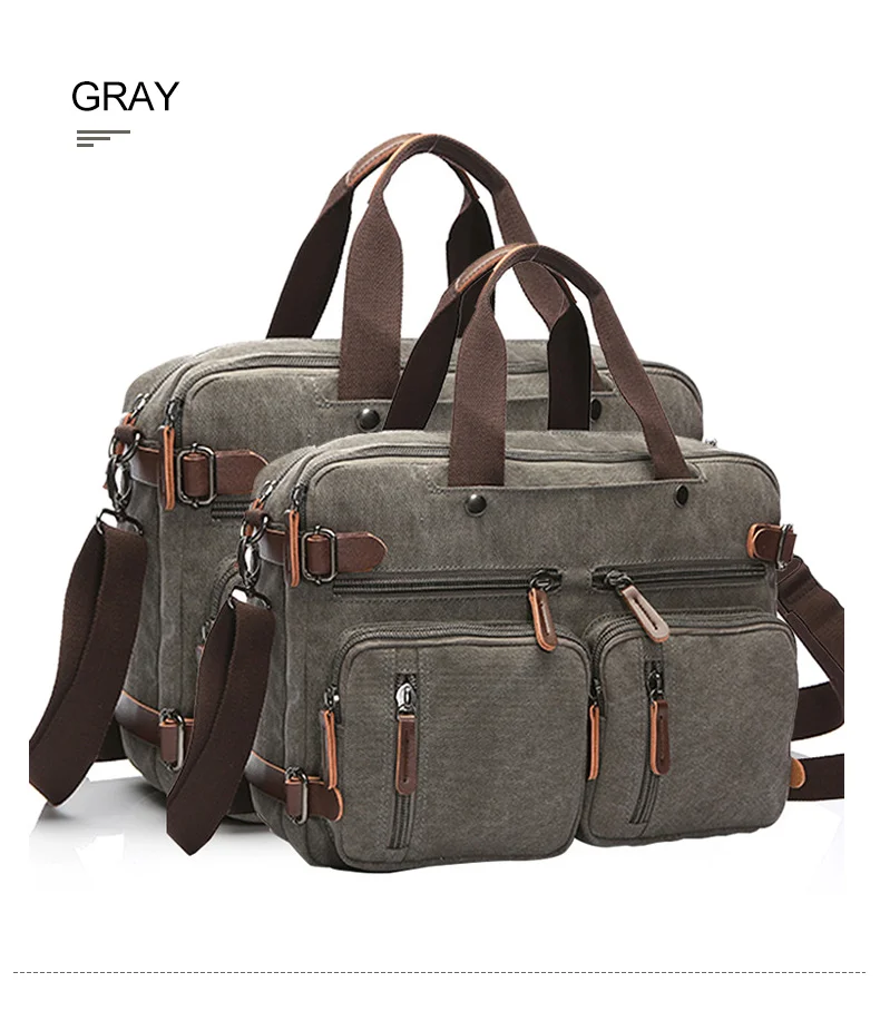 Men Canvas Briefcase Travel Bags Suitcase Classic Messenger Shoulder Bag for Men Tote Handbag Big Casual Business Laptop Pocket