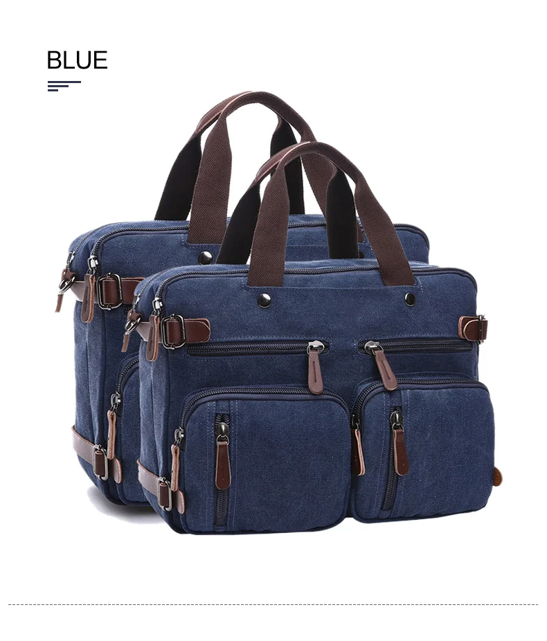 Men Canvas Briefcase Travel Bags Suitcase Classic Messenger Shoulder Bag for Men Tote Handbag Big Casual Business Laptop Pocket