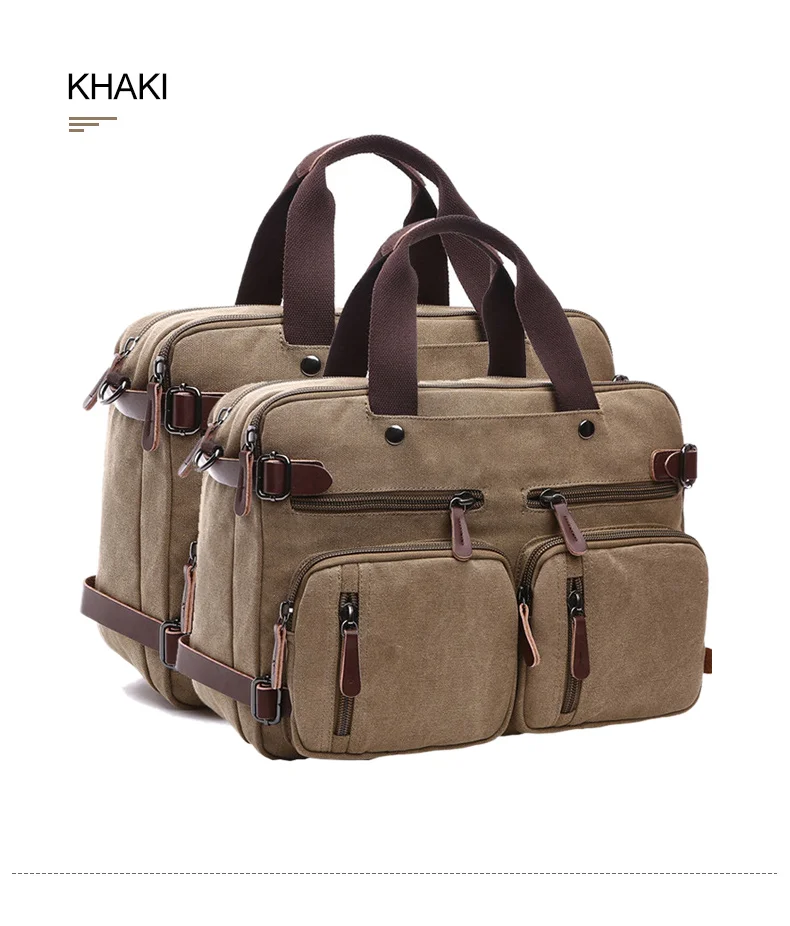 Men Canvas Briefcase Travel Bags Suitcase Classic Messenger Shoulder Bag for Men Tote Handbag Big Casual Business Laptop Pocket