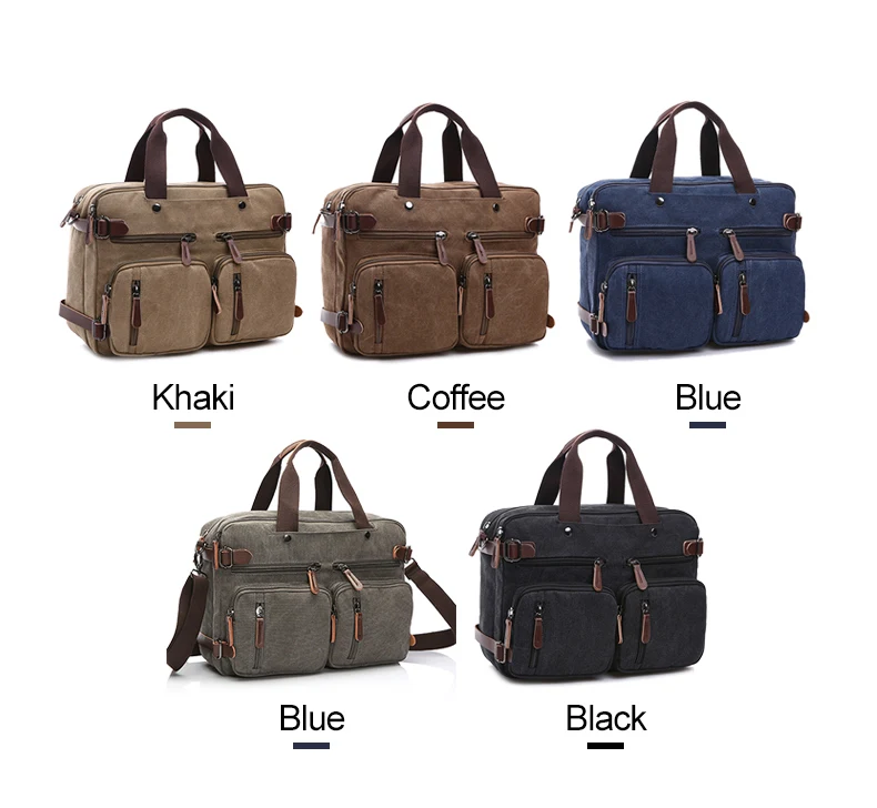 Men Canvas Briefcase Travel Bags Suitcase Classic Messenger Shoulder Bag for Men Tote Handbag Big Casual Business Laptop Pocket