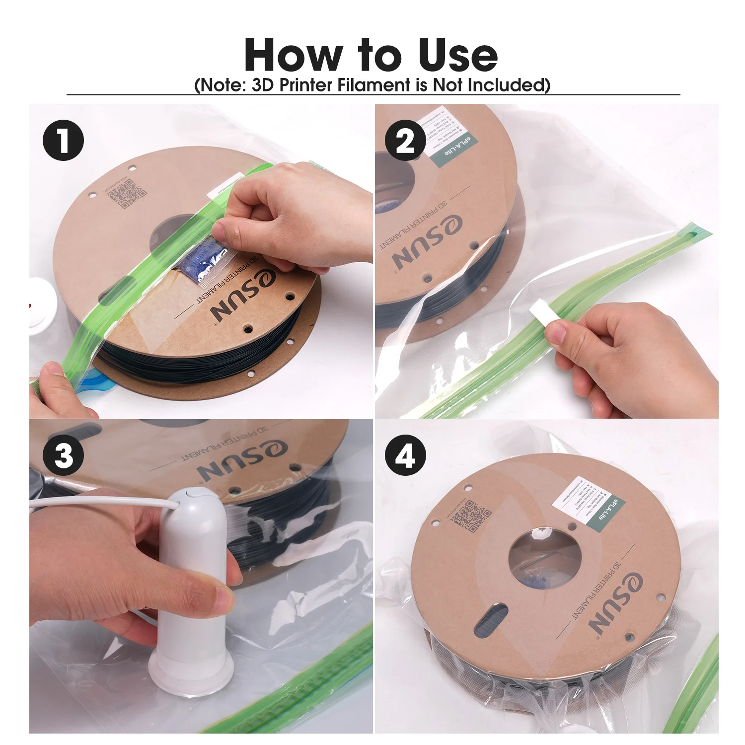 ESUN Storage Bag Kit 3D Printing Silk PLA PETG TPU Filament Sealed Vacuum Keep Dry Avoid Moisture for 3D Printer Spools